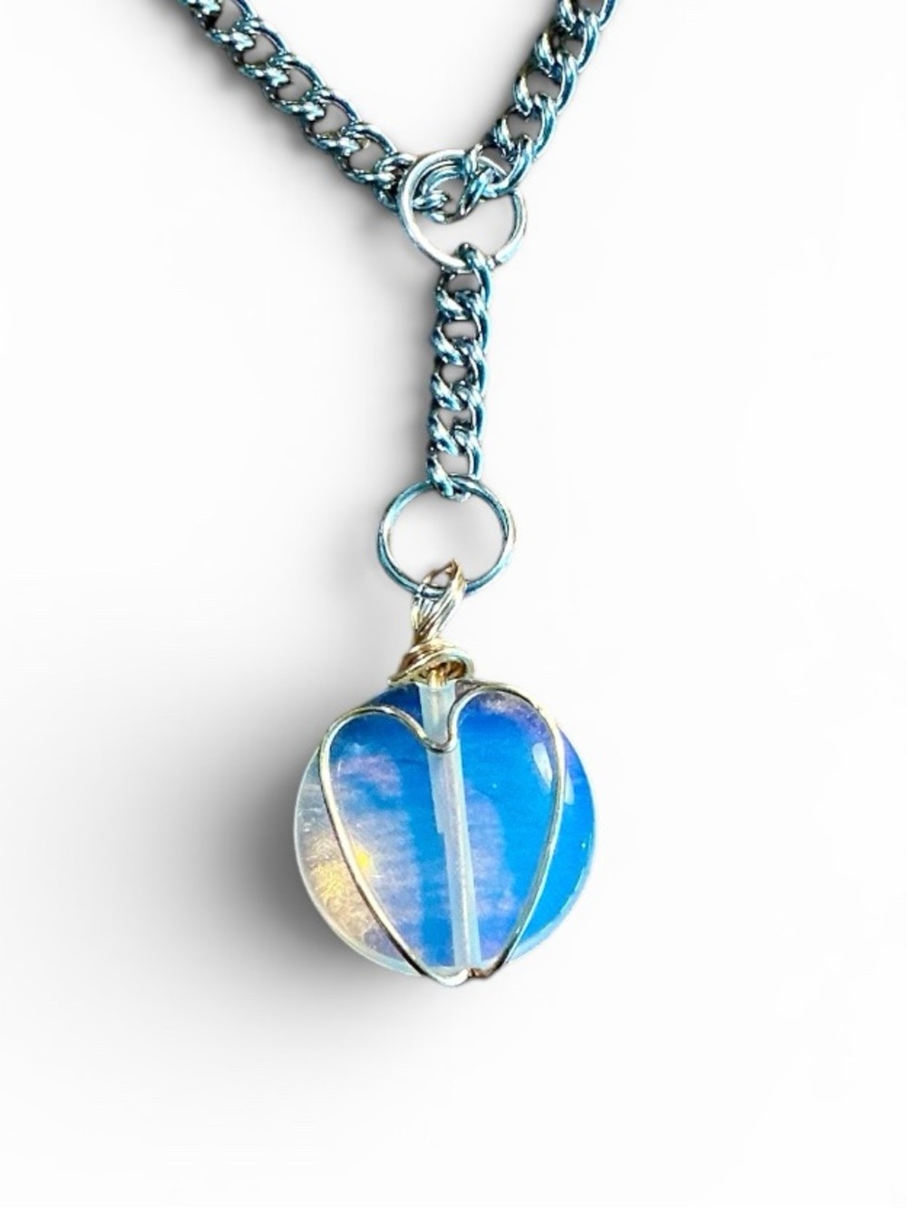 🆕 Heart Shaped Wire Wrapped Gemstone Pendant Necklace